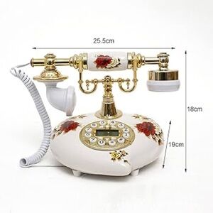 Vintage Floral Rotary Phone with Gold Accents